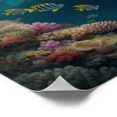 難破船とカラフルな魚 ポスター (角)