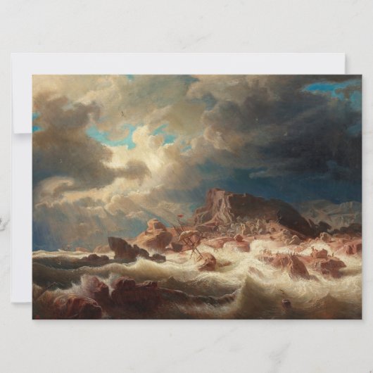 難破船の嵐の海（Marcus Larson著） カード (正面)