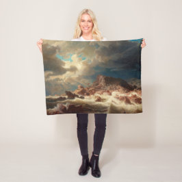 難破船の嵐の海（Marcus Larson著） フリースブランケット