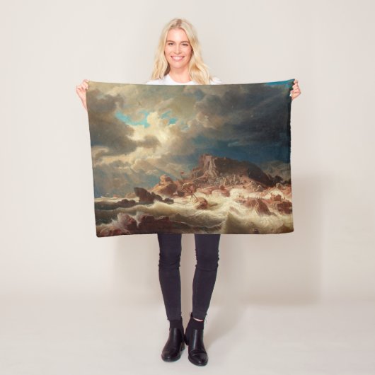 難破船の嵐の海（Marcus Larson著） フリースブランケット (インサイチュ)