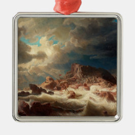 難破船の嵐の海（Marcus Larson著） メタルオーナメント