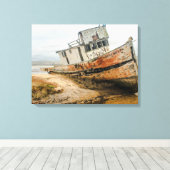 難破船の有名なボートがポイントレイズCAにスタック キャンバスプリント (インサイチュ (ウッドフロア))