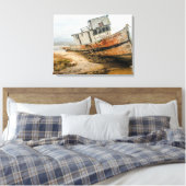 難破船の有名なボートがポイントレイズCAにスタック キャンバスプリント (インサイチュ (寝室))