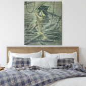 難破船を見る深いの海潜水士 キャンバスプリント (インサイチュ (寝室))