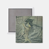 難破船を見る深いの海潜水士 マグネット (正面/裏面)