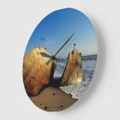難破船オンビーチ（ナミビア） ラージ壁時計 (傾斜)