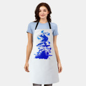 難破船ダイビングとサメ エプロン (着用した状態)