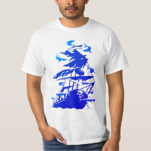 難破船ダイビングとサメ Tシャツ