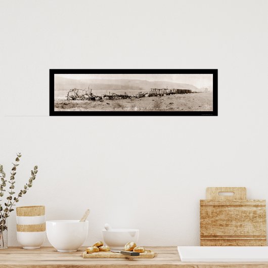 難破船ドイツの列車WWI写真1918 ポスター (キッチン)