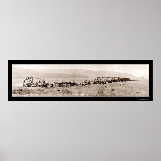 難破船ドイツの列車WWI写真1918 ポスター (正面)