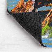 難破船抽象ブルー マウスパッド (コーナー)