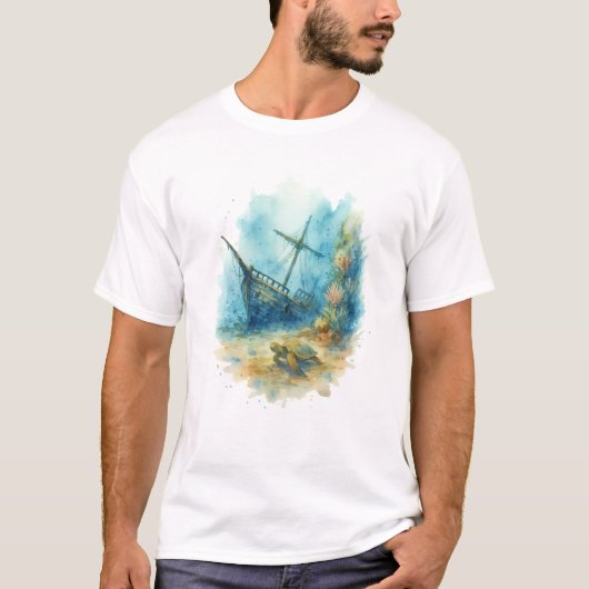 難破船 海のテーマTシャツ Tシャツ (正面)