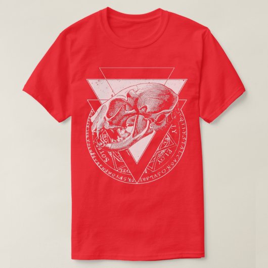 難解なスカル猫 Tシャツ (デザイン正面)