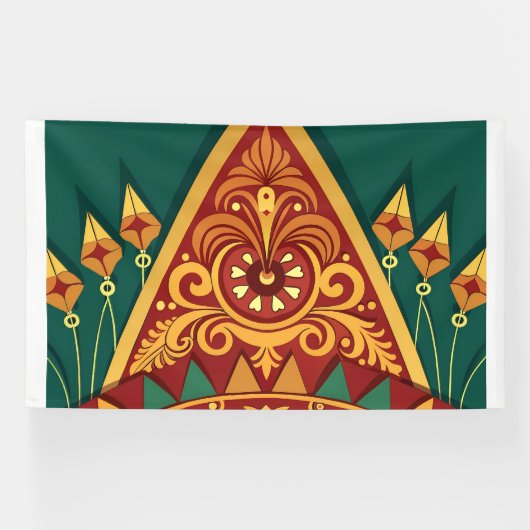 難解なデザインの接写伝統的 横断幕 (横)