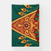 難解なデザインの接写伝統的 横断幕 (縦)