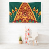 難解なデザインの接写伝統的 横断幕 (インサイチュ)