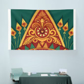 難解なデザインの接写伝統的 横断幕 (トレードショー)