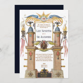 難解なルネッサンスの写本結婚中世 招待状 (正面/裏面)