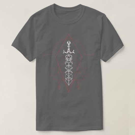 難解な多面体サイコロセット剣 Tシャツ (デザイン正面)