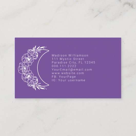 難解な精神モダン的ミニマル三日月 名刺 (裏面)