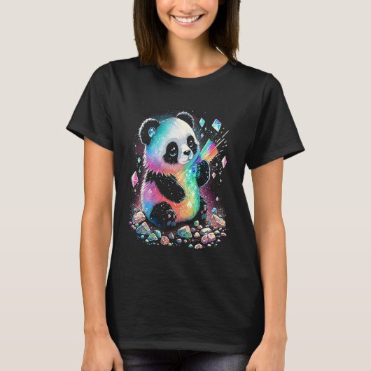 難解パンダ結晶かわいいイラストレーション2 Tシャツ (正面)
