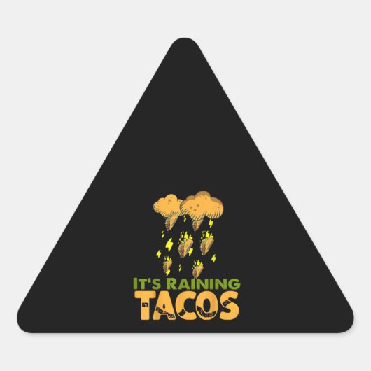 雨おもしろいのタコス・メキシコの食べ物愛好家 三角形シール (正面)