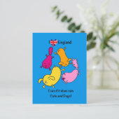 雨おもしろいの猫と犬の漫画、ロンドンを愛する ポストカード (スタンド正面)