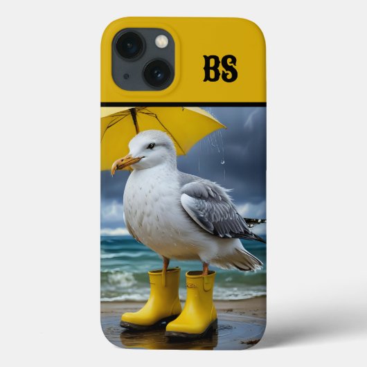 雨おもしろいブーツのカモメ – ビーチユーモア Case-Mate iPhoneケース (裏面)