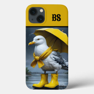 雨おもしろいブーツのカモメ – ビーチユーモア iPhone 13ケース