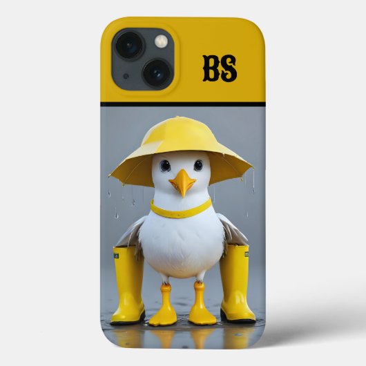 雨おもしろいブーツのカモメ – ビーチユーモア Case-Mate iPhoneケース (裏面)