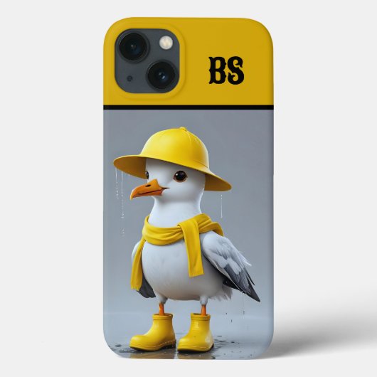 雨おもしろいブーツのカモメ – ビーチユーモア Case-Mate iPhoneケース (裏面)
