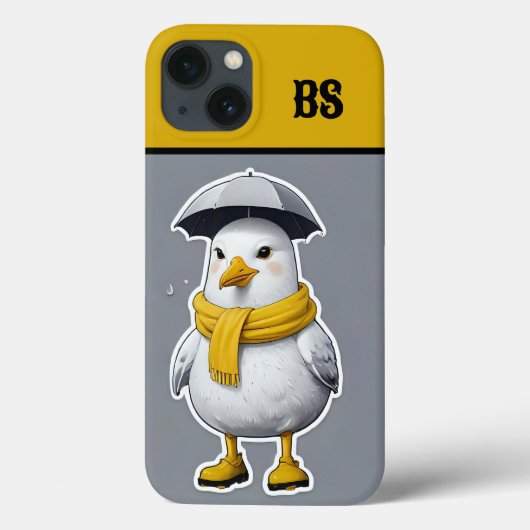 雨おもしろいブーツのカモメ – ビーチユーモア Case-Mate iPhoneケース (裏面)