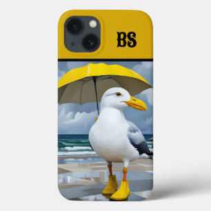 雨おもしろいブーツのカモメ – ビーチユーモア iPhone 13ケース