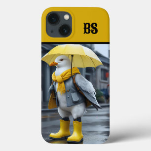 雨おもしろいブーツのカモメ – ビーチユーモア iPhone 13ケース
