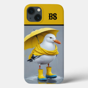 雨おもしろいブーツのカモメ – ビーチユーモア iPhone 13ケース
