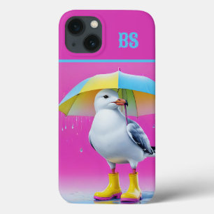 雨おもしろいブーツのカモメ – ビーチユーモア iPhone 13ケース