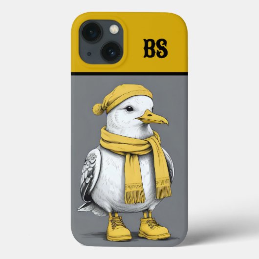 雨おもしろいブーツのカモメ – ビーチユーモア Case-Mate iPhoneケース (裏面)