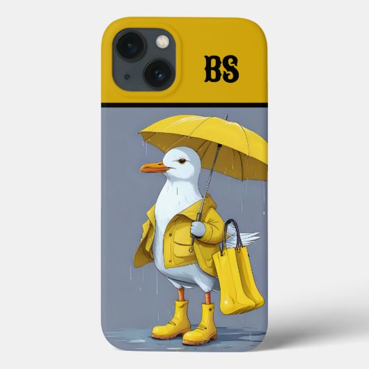 雨おもしろいブーツのカモメ – ビーチユーモア Case-Mate iPhoneケース (裏面)