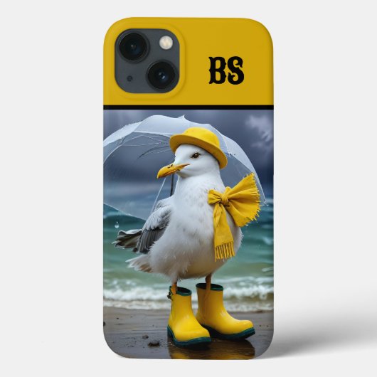 雨おもしろいブーツのカモメ – ビーチユーモア Case-Mate iPhoneケース (裏面)
