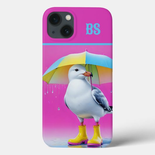 雨おもしろいブーツのカモメ – ビーチユーモア Case-Mate iPhoneケース (裏面)