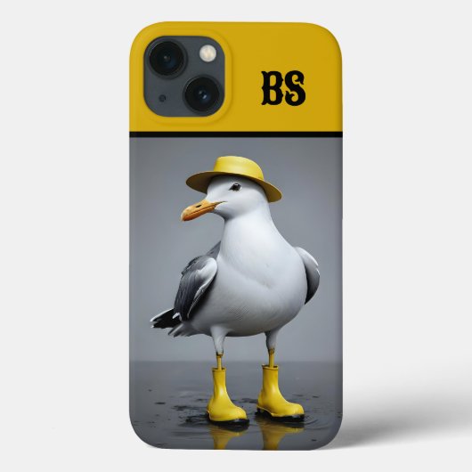 雨おもしろいブーツのカモメ – ビーチユーモア Case-Mate iPhoneケース (裏面)
