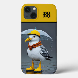 雨おもしろいブーツのカモメ – ビーチユーモア iPhone 13ケース