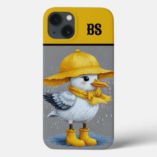 雨おもしろいブーツのカモメ – ビーチユーモア Case-Mate iPhoneケース (裏面)
