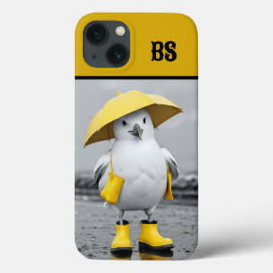 雨おもしろいブーツのカモメ – ビーチユーモア iPhone 13ケース