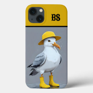 雨おもしろいブーツのカモメ – ビーチユーモア iPhone 13ケース