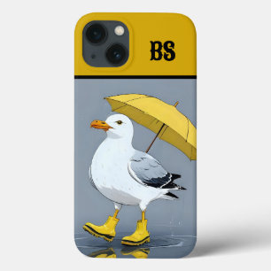 雨おもしろいブーツのカモメ – ビーチユーモア iPhone 13ケース