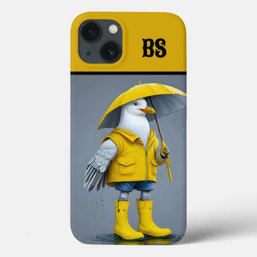 雨おもしろいブーツのカモメ – ビーチユーモア Case-Mate iPhoneケース (裏面)