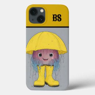 雨おもしろいブーツの黄色い魚 – ビーチユーモア iPhone 13ケース