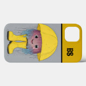 雨おもしろいブーツの黄色い魚 – ビーチユーモア Case-Mate iPhoneケース (裏面 (横))