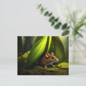 雨から身を守ろうとするネズミ ポストカード (スタンド正面)